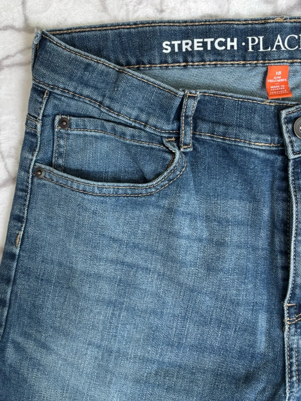 PLACE Blue Jeans Boy's 18 Stretch Straight Leg Skinny Comfort